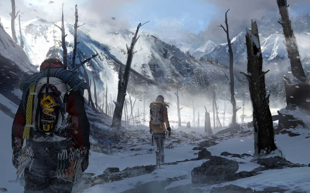 Legendary Adventurer Embarks on a Quest for Secrets in an Enigmatic Siberian Landscape Wallpaper