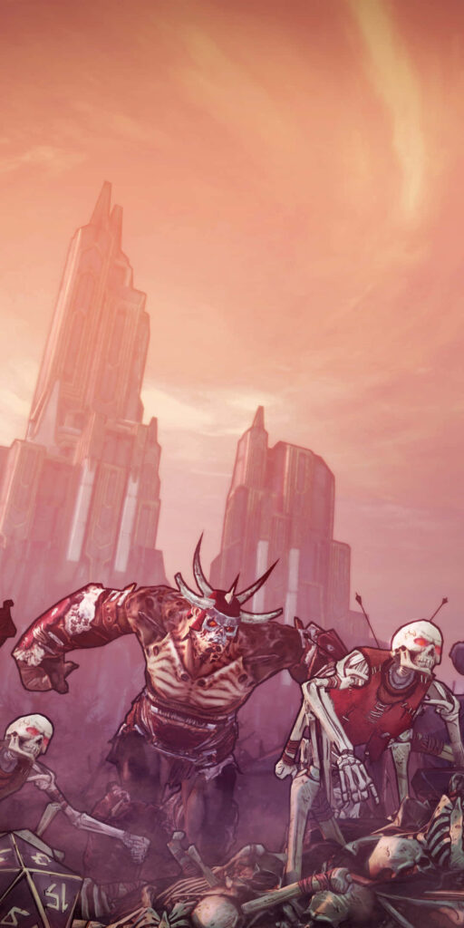 Borderlands 3 Wallpaper: Artistic Stylized Character in Gritty Wasteland Background