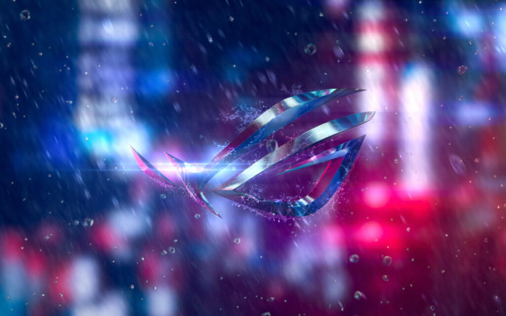 Drenched in Power: Asus ROG Symbol Meets Water Drops Wallpaper