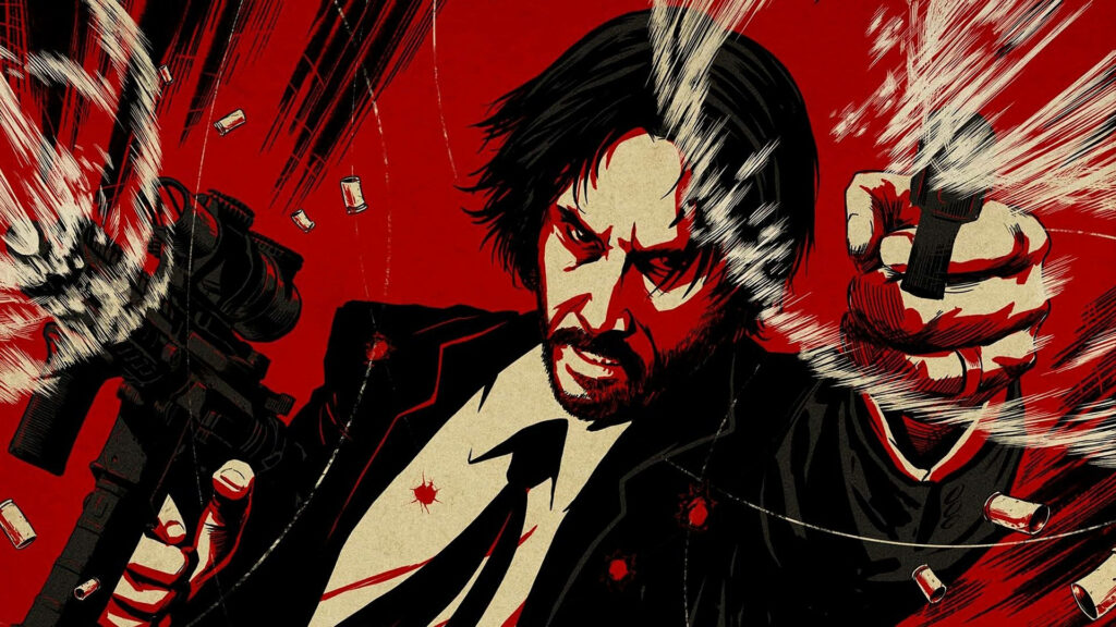 Unforgettable John Wick: Sleek and Minimalist Wallpaper in Dark Red