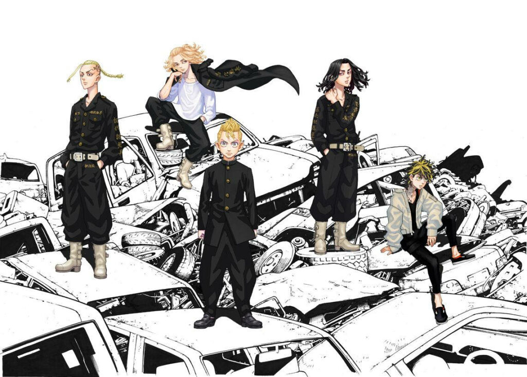 Tokyo Revengers: Mikey and the Gang Rule from Atop Abandoned Car Graveyard! Wallpaper