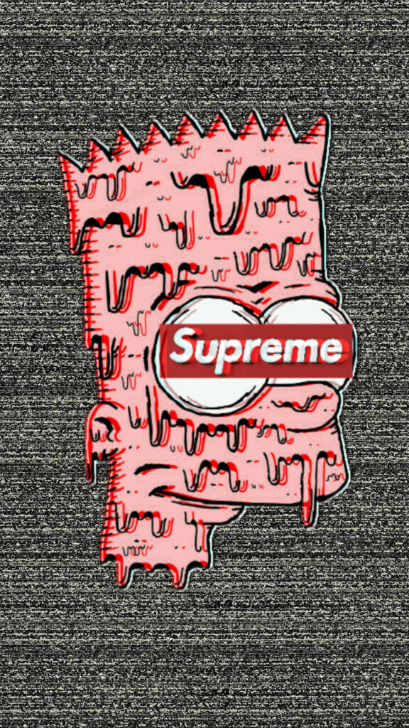 Unique Bart Simpson Wallpaper: Distorted Style & Supreme Logo Design
