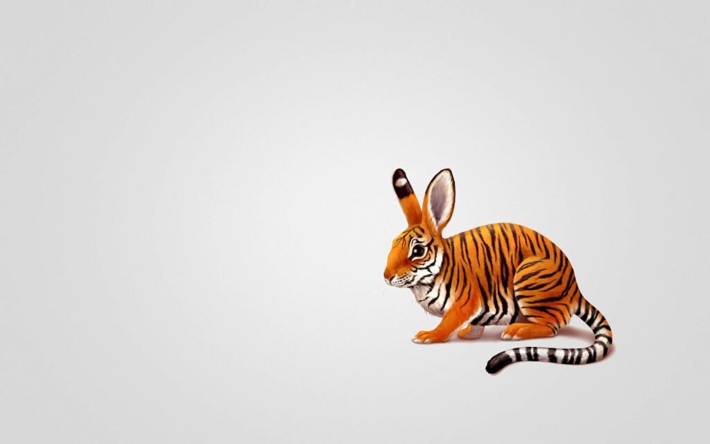 Unique Tiger Stripe Rabbit Wallpaper - Eye-Catching Background Design
