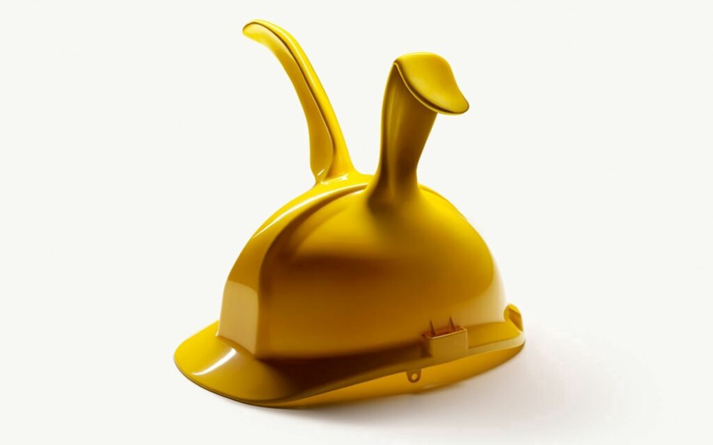 Playful Yellow Hard Hat Wallpaper - Unique Design on White Background
