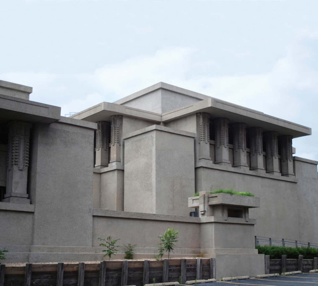 Unity Temple Oak Park concrete wallpaper Frank Lloyd Wright modern architecture geometric design