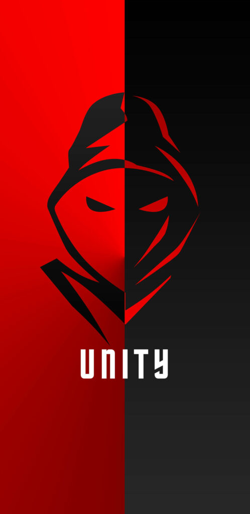 Unifying Power: Captivating Black and Red Gaming Logo Embodies UNITY Wallpaper