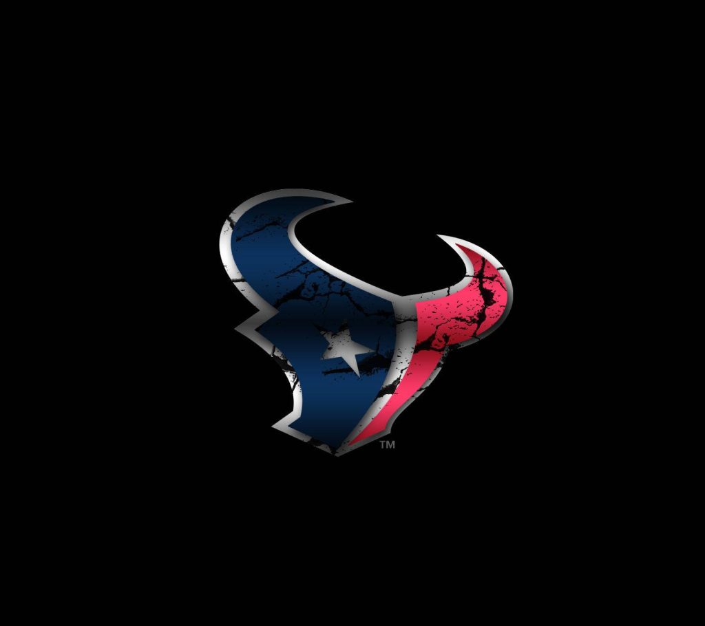 Houston Texans Unity in Victory wallpaper with distressed metallic bull logo on black background