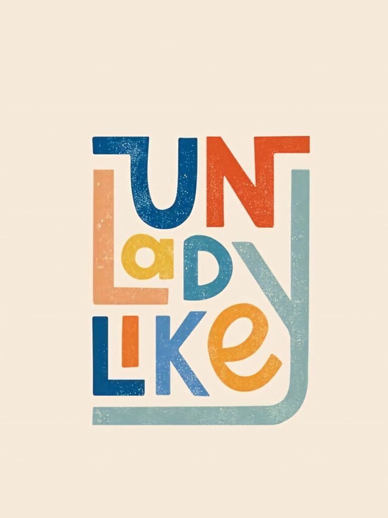Unladylike Wallpaper: Minimalist Art with Bold Typography & Retro Colors