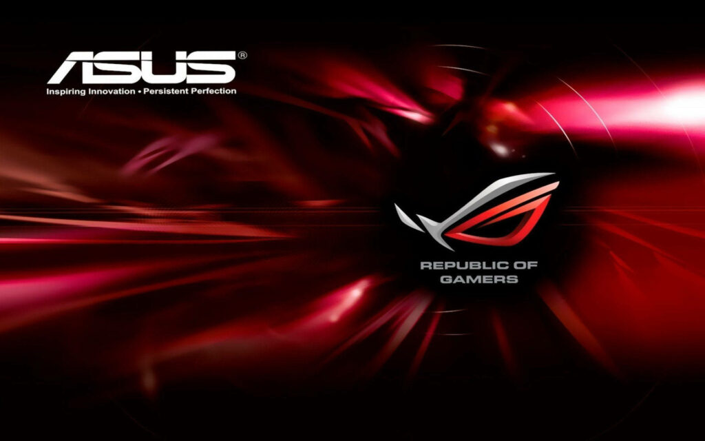 Vibrant Asus ROG Wallpaper: Red & Black Theme with Logo & Tagline