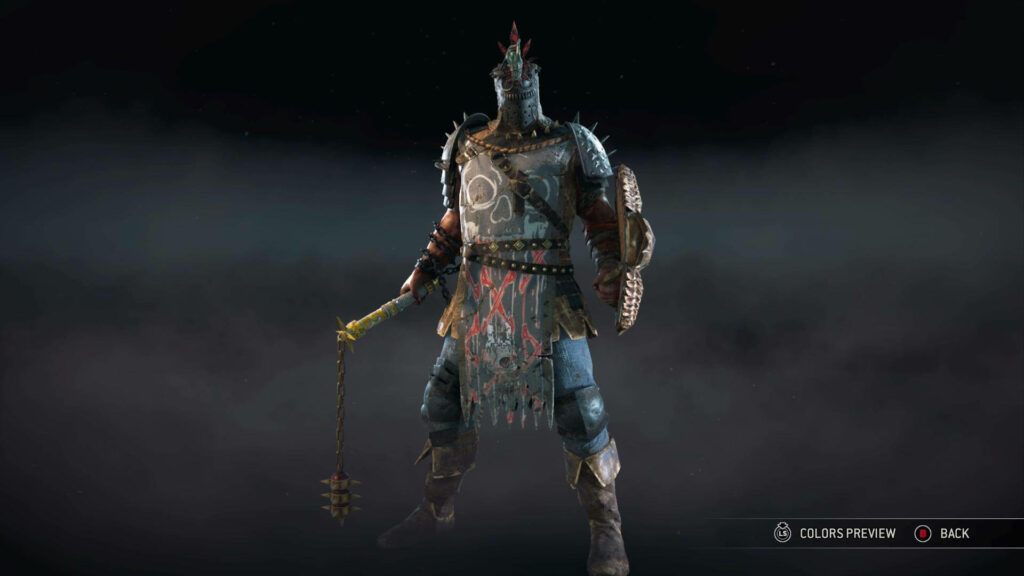For Honor Conqueror Character in Tribal Armor with Flail on Dark Moody Background Wallpaper