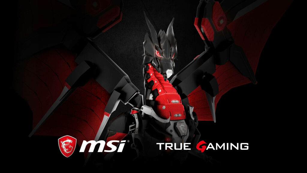 Futuristic Firepower: MSI True Gaming Poster showcases 4K Dragon Robot in stunning detail Wallpaper