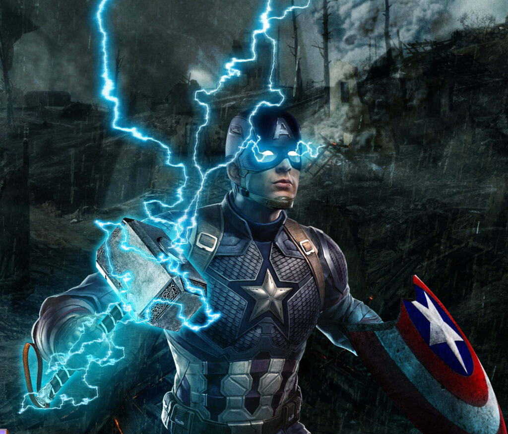 Captain America's Iconic Vibrant Red and Blue Background Wallpaper