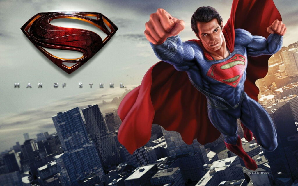 Superman Soaring over City in HD Wallpaper - Man of Steel Image