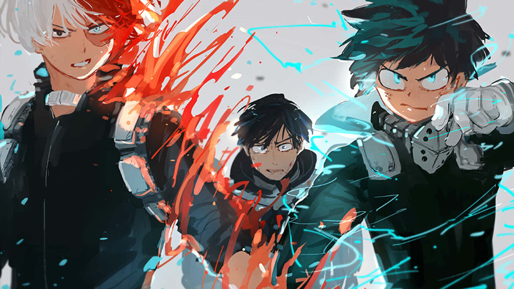 Unleash your inner hero with this colorful My Hero Academia laptop wallpaper