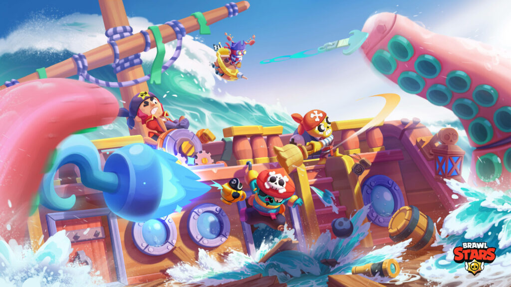 Set Sail for Victory with Promotional Pirate Art Brawl Stars 4K Wallpaper