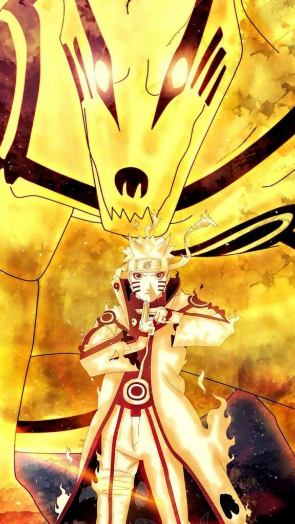 Naruto Uzumaki Chakra Mode Wallpaper: Nine-Tails Power and Determination