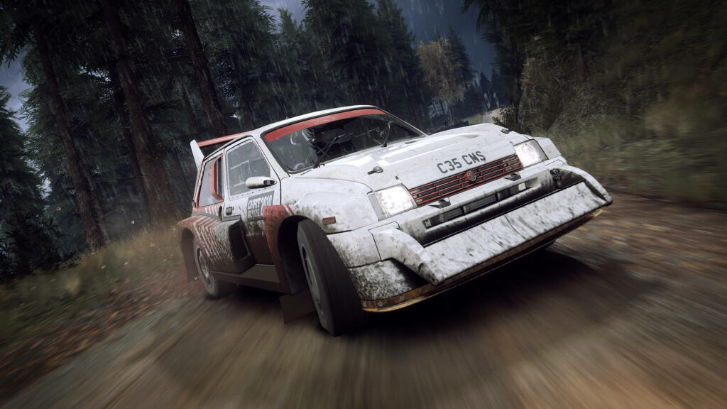 Speed Demon with Dirt Rally's MG Metro 6R4: Embark on a Heart-Pounding Rally Racing Adventure, Showcasing Stellar Visuals and Immersive Gameplay Wallpaper
