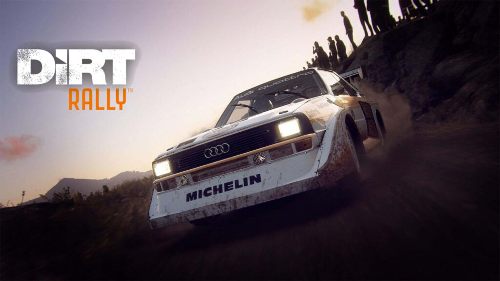 Classic Audi Rally Car Powering Through Dirt Track in Dirt Rally Game Wallpaper
