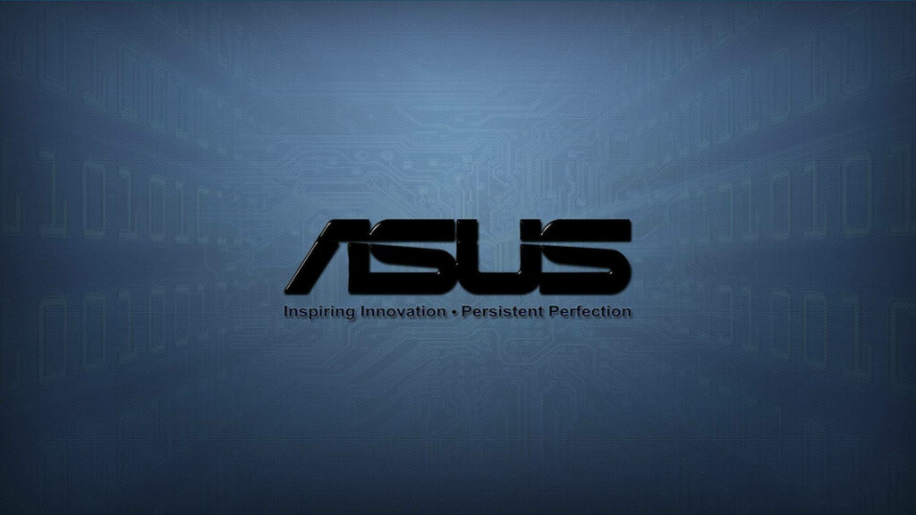 Asus Wallpaper: Dark Theme with Logo, Slogan, Textured Grey Background