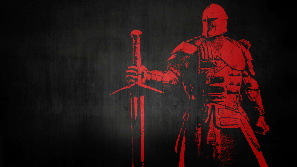Powerful and Dramatic Red Warden Wallpaper with Longsword - For Honor Knight Art