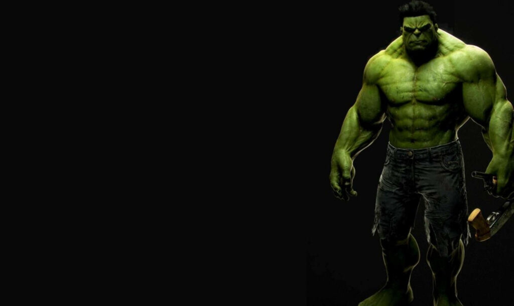 Unleashing Fury: Incredible Hulk Wielding Weapon Wallpaper