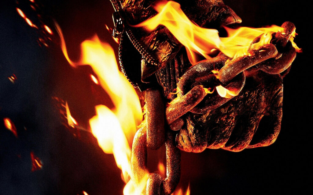 Blaze Through Your Screen with This Cool 3D Ghost Rider Chain Weapon Wallpaper