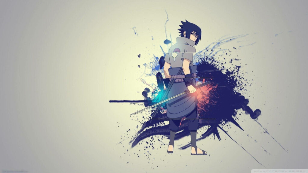 Sasuke Uchiha and the Kusanagi Sword in Smudge Art Photography Wallpaper