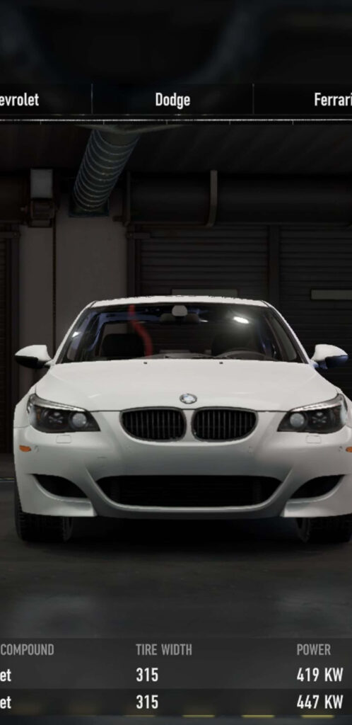 Stunning BMW Car in Forza Motorsport 7 Garage Setting | Realistic Lighting and Detailed Specs Displayed Wallpaper