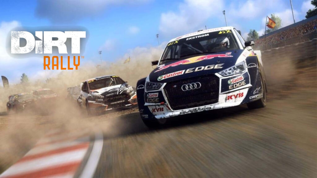 Fast Audi Rally Car Kicking Up Dust at Dirt Rally with Spectators Cheering - Dynamic Wallpaper