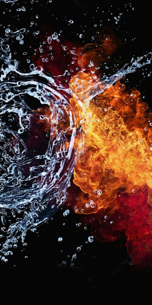 Fire and Water Splashing Mixing Graphics Wallpaper