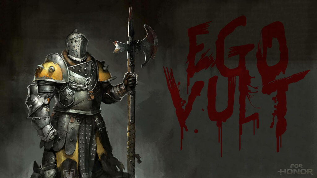 Medieval knight in battle armor wields massive axe with Latin phrase I Will - warrior ready for conquest Wallpaper