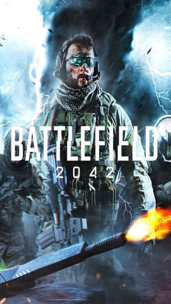 Intense Battlefield 2042 Wallpaper with Modern Soldier and Explosive Action in Combat Scene