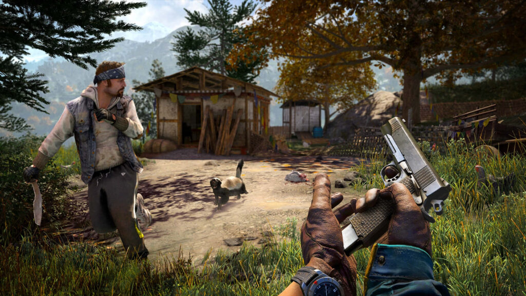 Far Cry 4: First-Person Gameplay with Lush Himalayan Background Wallpaper