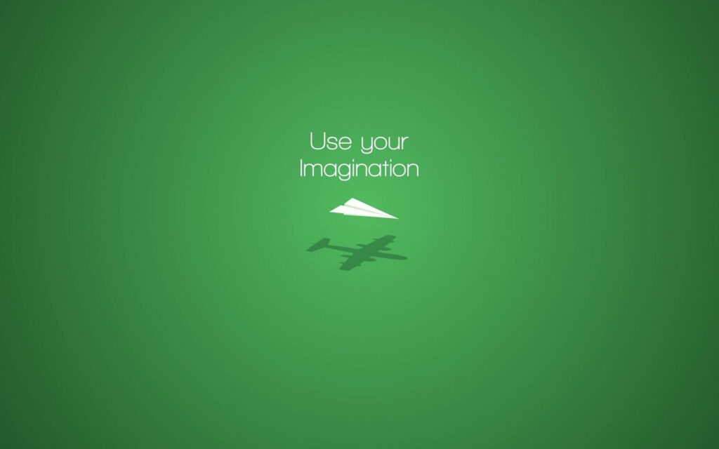 Imagination Takes Flight: Inspiring Quotes Soar Above a Serene Green Backdrop Wallpaper
