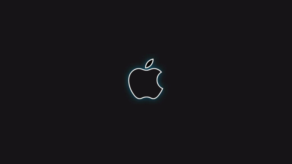 Sleek Monochrome Apple Emblem against Ebony Background - Striking Black Wallpaper