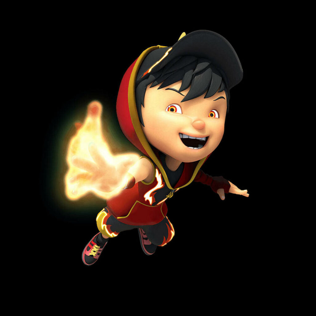 Blazing in Action: BoBoiBoy Fireball Power Wallpaper