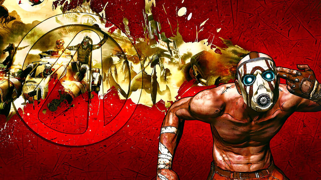 Borderlands 3 Wallpaper: Vault Hunter in Action with Explosive Battle Scenes in Cell-Shaded Art Style