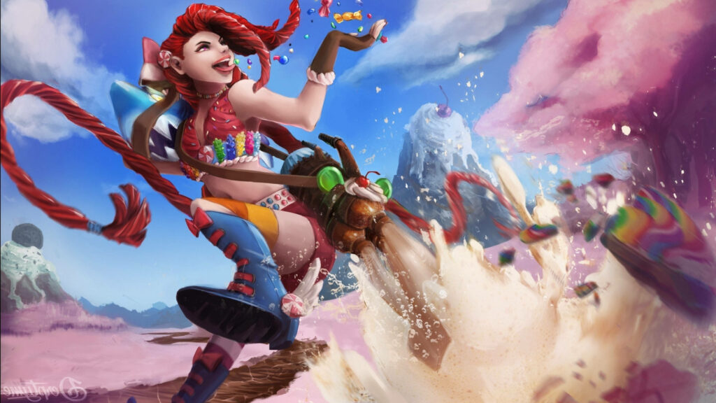 Jinx Unleashed: A Captivating Fan-Made Skin Art Immersed in Mystery and Rebellion Wallpaper