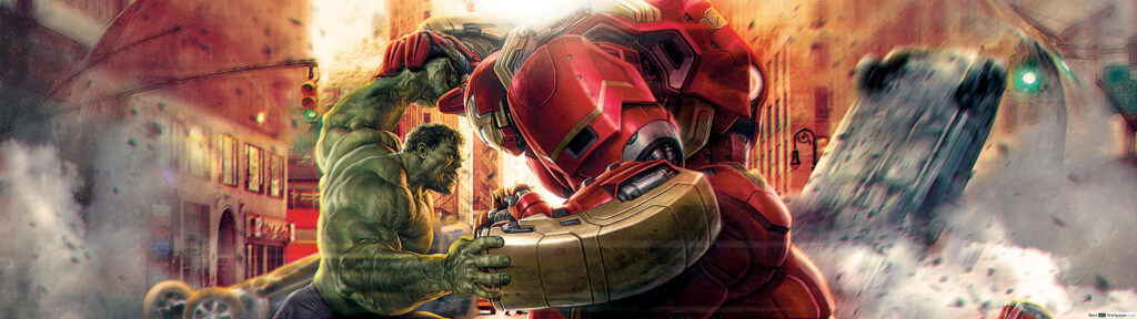 Unstoppable Duo: Iron Man and The Hulk Join Forces Amidst Chaos Wallpaper