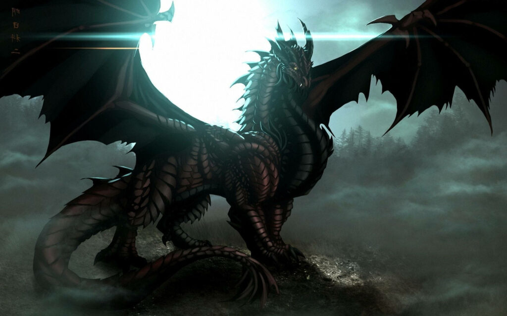 Fiery Equine: Majestic Dragon Embracing Intense Illumination Wallpaper