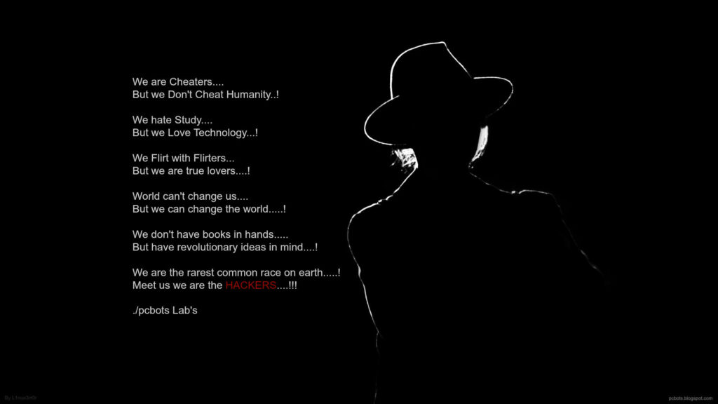 The Enigmatic Hacker: A Captivating Full HD Wallpaper featuring a Shadowed Figure in a Hat on a Dark Background