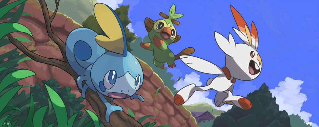 Adventure Awaits: Embark on the Epic Journey of Pokémon Sword and Shield with Scorbunny, Sobble, and Grookey! Wallpaper