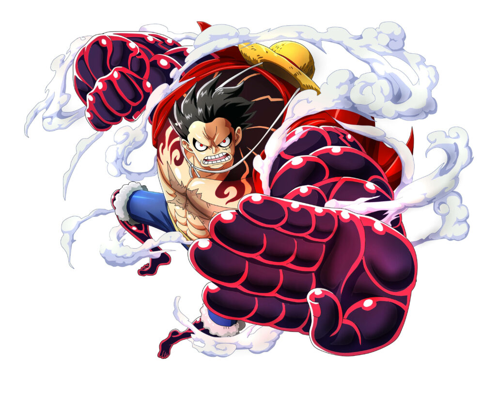 Unleashing the Power: Luffy's Spectacular Fourth Gear in 4k - Captivating White Background Shot Wallpaper