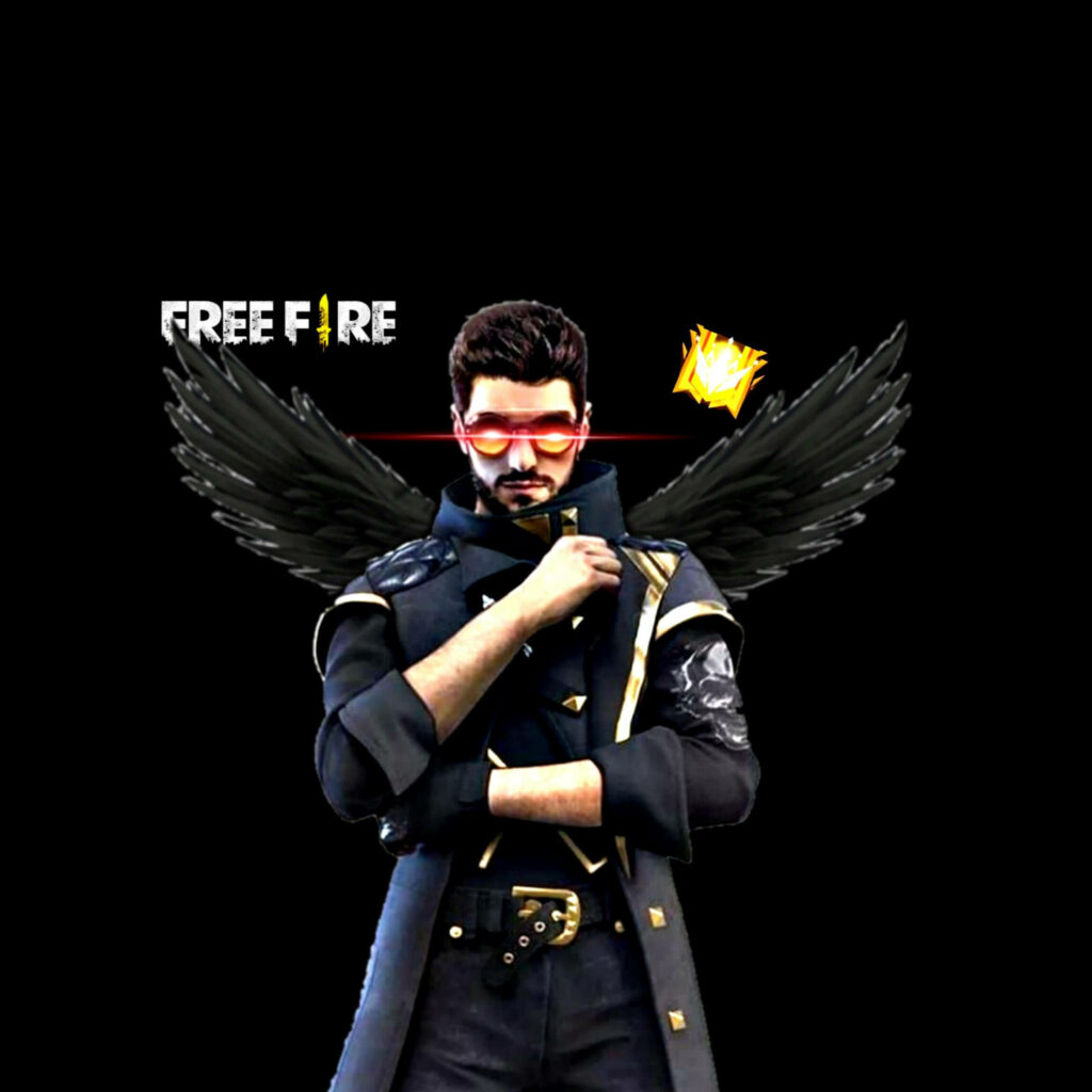 Dj Alok Unleashed: Immersive 3D Game Character with Black Wings in Free Fire Wallpaper
