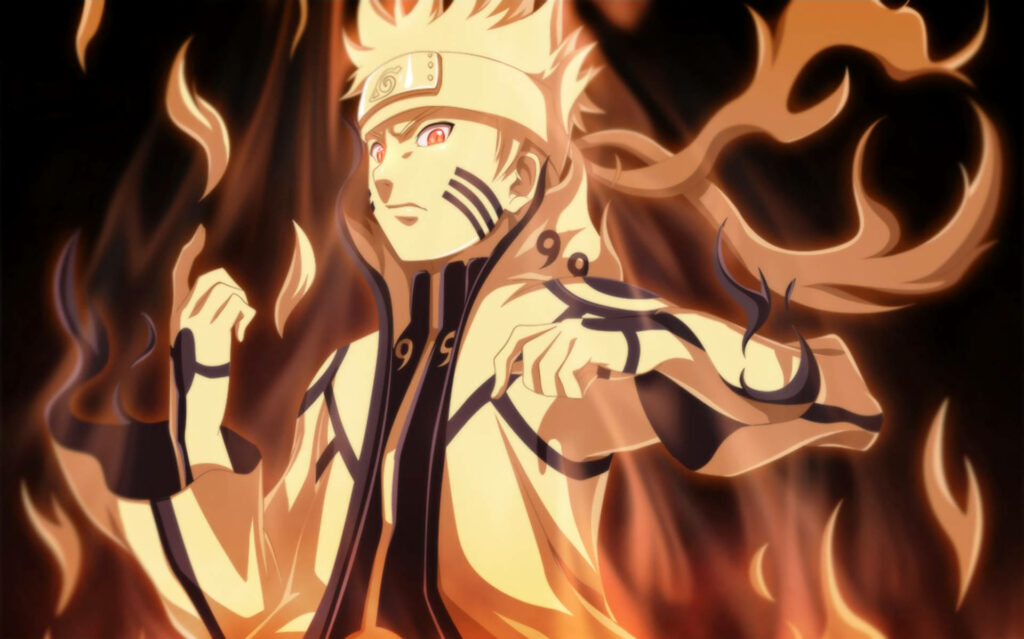 Unleashing the Power Within: Naruto Uzumaki's Ferocious Nine-tailed Chakra Awakening Wallpaper