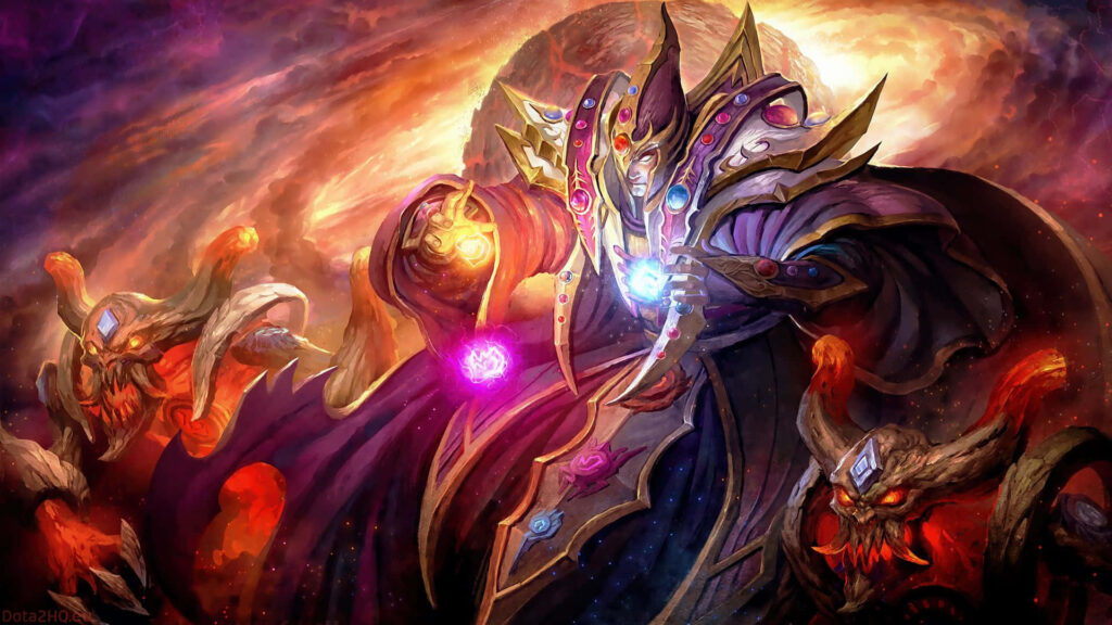 Sorcery: Breathtaking Action and Visual Spectacle of Dota 2's Mighty Invoker Wallpaper