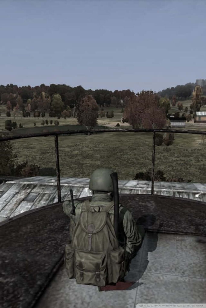 DayZ: Soldier on Rooftop Background Wallpaper