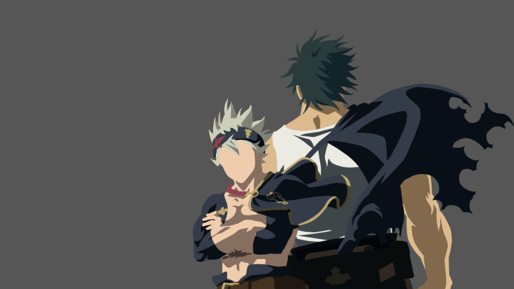 Black Clover 4K wallpaper with Asta and Yami Sukehiro faceless vector art minimal design