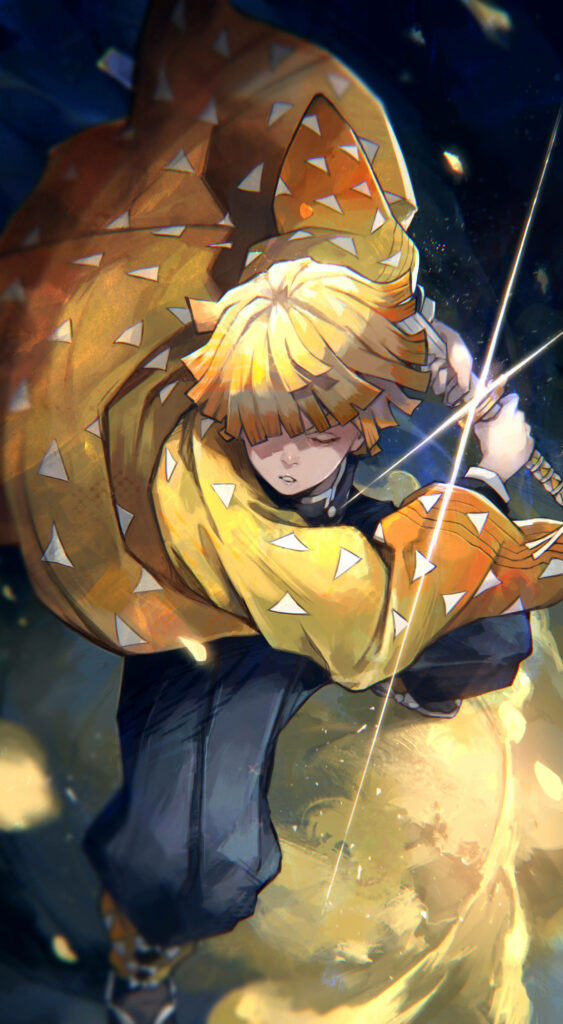 Zenitsu Agatsuma Unleashes the Power Within - A Glimpse of Serenity in Demon Slayer Wallpaper