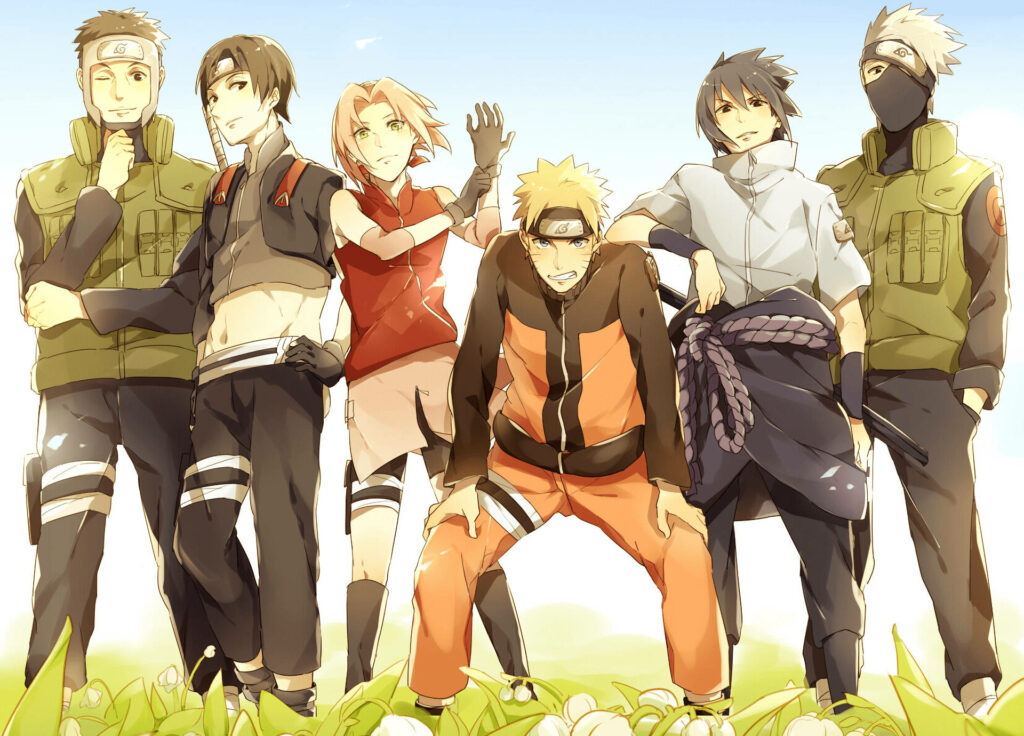 Unbreakable Bonds Under a Canopy of Green: Team 7's Iconic Unity Shines Brightly Wallpaper
